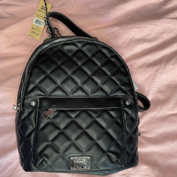 Madden NYC Women's Charm Pouch Mini Backpack Black 